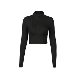 Femmes Fitness Active Clothing Zipper Yoga Crop Top Long Sport Jacket - Product Image 1