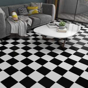 Autocollants muraux ORON, noir et blanc, à carreaux, en PVC 3D, papier adhésif auto-adhésif, carreaux de sol, papier peint à coller et à décoller pour la décoration de la maison - Product Image 2