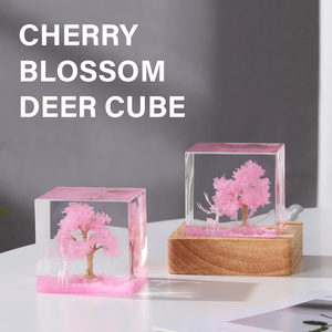 Cây hoa anh đào màu hồng nai trắng trang trí đồ trang trí nhựa Epoxy đèn đêm phòng ngủ và phòng khách trang trí - Product Image 2