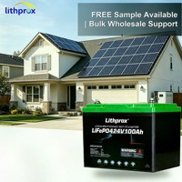 Batterie LiFePO4 à décharge profonde pour stockage domestique 24V 100AH Grade A 6000+ cycles CAN Bus Smart BMS Prise Anderson CE RoHS IP67 OEM ODM