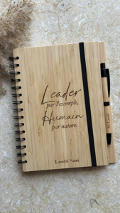 Bamboo Leather Cover Spiral Binding <strong>Notebook</strong> &amp; <strong>Notepad</strong>-Student Stationery Gift - Product Image 6