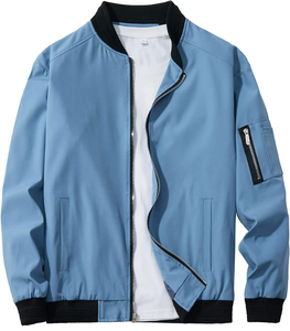 Blouson bomber sport personnalisé pour homme, col montant, fermeture éclair, grande taille, couleur unie, mode décontractée printemps-automne - Product Image 6