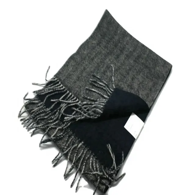Custom new men warm Double-sided wool Long black grey Scarf for Men