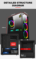 Atx fan renkli pleksiglas yatay soğutmalı cpu kabine toz geçirmez oyun pc bilgisayar kılıf bilgisayar kulesi