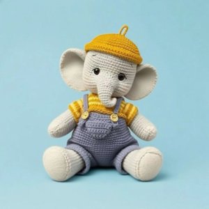 Juguetes de Peluche de Elefante Gris de Ganchillo de Algodón Orgánico al por Mayor, Juguetes Amigurumi 100% Hechos a Mano para Bebés - Product Image 2