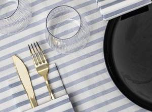 <span class=keywords><strong>Serviettes</strong></span> de table rectangulaires de luxe imprimées, écologiques, douces et absorbantes, en Airlaid premium 1 pli, effet lin, à rayures - Product Image 2