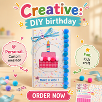 Kit de bricolage pour enfants : Créez vos propres animaux en pompons naturels – Carte d'anniversaire éducative à assembler soi-même – Jouet manuel pour enfants