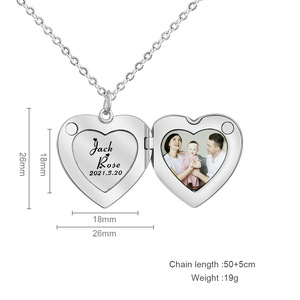 Collar con colgante de corazón de amor con impresión en Color de foto personalizada para niños, regalos de mamá <span class=keywords><strong>y</strong></span> papá, collar con nombre <span class=keywords><strong>y</strong></span> letras con logotipo personalizado - Product Image 6