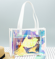 Tas belanja ramah lingkungan, tahan air, tebal, pu, menangani pvc, tas pantai, satu bahu, tas belanja tali kuat