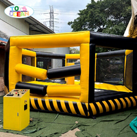 Jeu d'obstacles gonflable commercial Wipeout, jeu de barres rotatives électriques pour la location d'événements de carnaval en extérieur