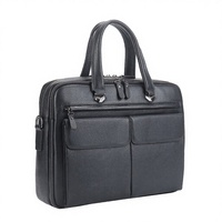 Rub International – Porte-documents rigide en cuir véritable pour homme, sacoche horizontale pour ordinateur en cuir de vachette, résistante à l'usure, avec fermeture éclair