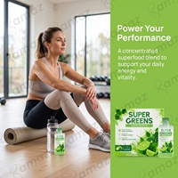 Complément Liquide Super Greens 10ml Sachets Mélange de Kale, Spiruline et Herbe de Blé OEM ODM Formule Personnalisée Fournisseur en Gros Fabricant