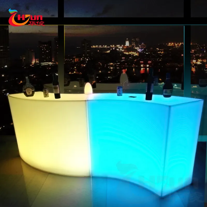 Konter Bar Sudut Bersinar LED Tahan Air Isi Ulang Plastik untuk Kelab Malam