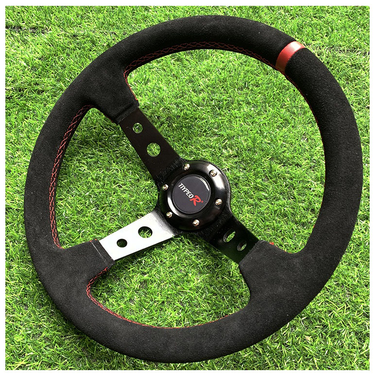 Китайский завод, оптовая продажа, 350 мм замшевое кожаное рулевое колесо автомобиля, рулевое колесо