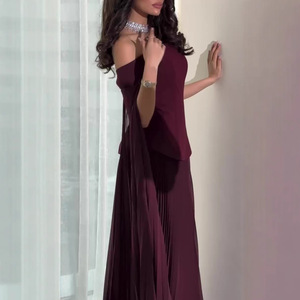 Vêtements d'été pour femmes, robe élégante à col cassé et surpiqûre en maille - Product Image 3