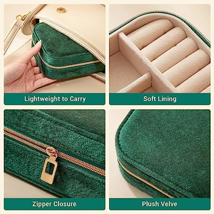 Estuche de Viaje de Terciopelo con Cierre Personalizado, Mini Bolsa Organizadora de Joyería Portátil para Anillos, Aretes y Collares para Mujer - Product Image 3