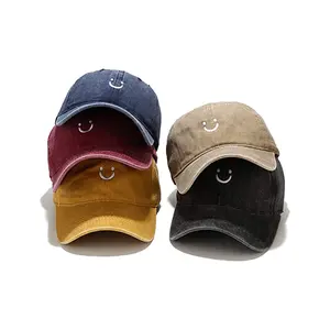 New Custom logo 6 Panel Baseball Cap Vintage Distressed Dad Hat Washed Adjustable Cotton Cap For Men Women Baseball Hat