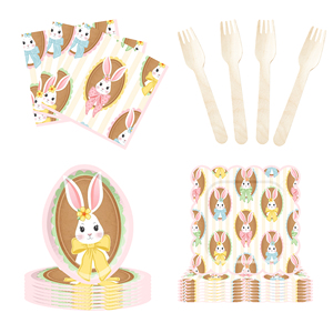DAMAI New Customized Design <b>Easter</b> Theme Disposable <b>Easter</b> Egg Shape Dessert Dinner Paper Plates <b>Cups</b> Napkin Tableware Set - Product Image 3