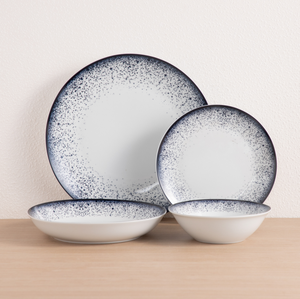 Nuevo juego de vajilla de cerámica moderna de porcelana fina, color azul marino con borde moteado, juego de platos y tazones para cocina, hotel, restaurante, regalo de boda - Product Image 1