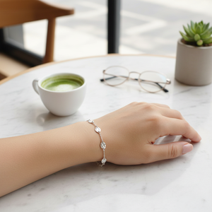 กำไลข้อมือสุดเรียบชุบโรเดียมทำมือ925เงินสเตอร์ลิง - Product Image 3
