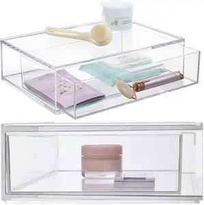 可堆叠透明亚克力收纳器抽屉组织眼影调色板、化妆品和美容用品储物抽屉单总部 *
