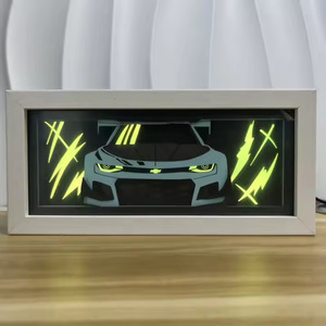 Lampe <span class=keywords><strong>de</strong></span> chevet LED rectangulaire moderne <span class=keywords><strong>de</strong></span> taille moyenne avec impression laser 3D en forme <span class=keywords><strong>de</strong></span> voiture, cadre en bois, colorée, alimentée par USB, pour la décoration <span class=keywords><strong>de</strong></span> la maison et <span class=keywords><strong>de</strong></span> la chambre - Product Image 4