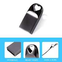 Clé USB Métallique en Forme de Cœur, Étanche, Mini Clé USB Personnalisable avec Logo, Porte-clés USB 2.0 pour Cadeau et Stockage
