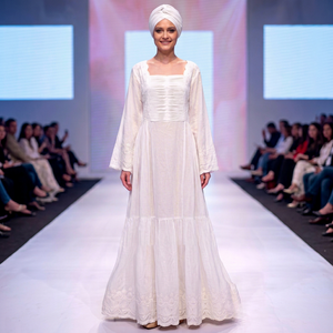 Elegante Vestido Maxi de Verano de Algodón Blanco de Lujo, Floral, Ecológico, Transpirable, de Manga Larga, Cuello Cuadrado, Cuerpo Fruncido, Encaje Africano - Product Image 1