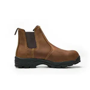 PU/橡胶底翻转皮草皮革透气安全鞋鞋钢趾出售