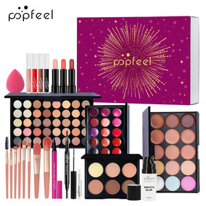 POPFEEL – ensemble de <span class=keywords><strong>maquillage</strong></span> surprise pour les fêtes, fard à paupières, brillant à lèvres, pinceau, ensemble complet d'outils pour femmes, boîte-cadeau, modèle COL002A - Product Image 1