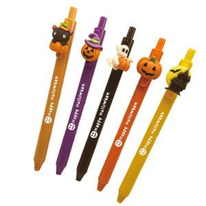 Stylo gel promotionnel en caoutchouc amusant et mignon en forme de citrouille de la série Halloween, encre noire 0,5 mm - Product Image 1