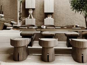 Servicio de Diseño de Interiores para Salón de Belleza Wabi Sabi, Zona de Estilismo Arqueada Personalizada y Muebles para Exhibición de Productos para el Cuidado de la Piel - Product Image 5