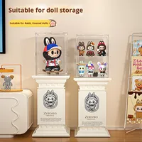 Boîte de Présentation Figurines Labubu Meuble Vitrine en Vinyle avec Rangement Acrylique et Housse Anti-Poussière Housse de Protection en Plastique Haruno