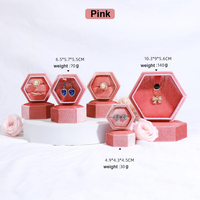 Boîte à Bijoux Double pour Bagues en Velours Côtelé Vintage avec Logo Personnalisé, Boîtes Hexagonales Simples pour Bracelets et Colliers, Idéales pour Rangement de Bagues de Fiançailles et de Mariage