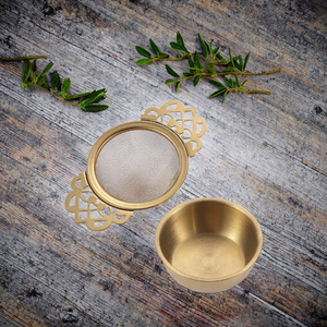 Infusor de Té Reutilizable de Acero Inoxidable 304 con Forma de Flor y Asa, Color Plata y Dorado, en Existencia - Product Image 3