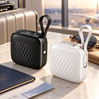 Power Bank Kompak Persegi 10000mAh dengan Kabel USB-C dan 8-Pin Terintegrasi, Pengisian Cepat 22.5W 35W, Layar Digital untuk Perjalanan