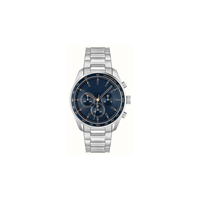 Montre chronographe de luxe pour homme, mouvement Seiko, 43 mm, acier inoxydable, argenté, bracelet 22 mm, verre quartz, analogique, marine