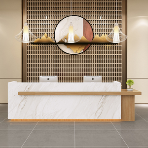 Bàn tiếp tân hiện đại có thể tùy chỉnh bằng đá cẩm thạch đơn giản cho các trường học phòng khách cho khách sạn quầy thu ngân quầy nướng sơn - Product Image 1