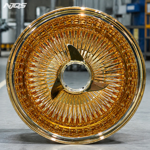 Jantes à rayons NJQS 13x7 Chrome Lip Knock-off 2 <span class=keywords><strong>Bar</strong></span> Spinner pour voiture, décalages de 16 et 20 mm, finition dorée - Product Image 1