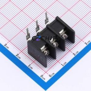 MX25R-7.62-03P-BK01-Cu-S-A Barrier Terminal Block Bent Lead Through Hole,P=7.62mm Connector Two Sides 7.62mm 1x3P Right Angle - Product Image 1