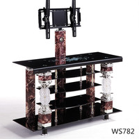 Triángulo moderno de vidrio templado TV Stand Factory Direct para el hogar y la sala de estar Trade Show Display Furniture