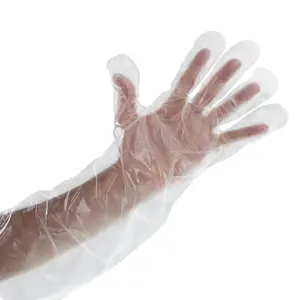 Gants longs jetables en plastique CPE LDPE, gant de longueur de manche de bras, gant de ménage PE