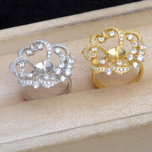 แหวนเงินแท้ S925 อุปกรณ์เสริม DIY สไตล์เรโทร แหวนเปิดหรูหรา ขนาด 11-12 มม. ชุบทอง ผลิตภัณฑ์กึ่งสำเร็จรูป JG5929 - Product Image 3