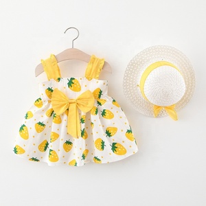 Adorable Vestido de Niña con Lazo, Vestidos de Verano para Bebés con Sombrero - Product Image 2