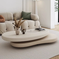 Table basse ovale rotative simple et moderne en crème, respectueuse de l'environnement, pour le salon, meubles extensibles