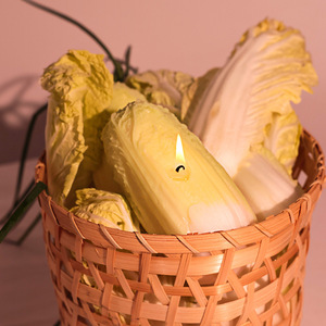 Bougie alimentaire artisanale LANJO inspirée de la nature, en cire d'abeille, aux fruits et légumes véritables, citrouille amère, poivre, style Cottagecore - Product Image 3