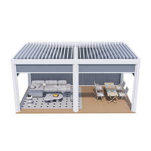 Pergola moderne en aluminium blanc à lames orientables, gazebo motorisé pour patio extérieur, idéal pour la zone barbecue dans la cour. - Product Image 6