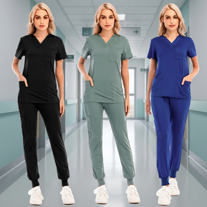 SUPREX ENTERPRISES Unisex Polyester Canvas Short Sleeve V-neck Nursing Hospital Lab Coat Uniform <b>Set</b> for <b>Doctors</b> - Product Image 6