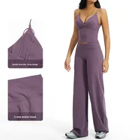Ensemble de yoga deux pièces respirant pour femme avec logo personnalisé, vêtements de sport et de fitness en gros, legging et soutien-gorge de sport