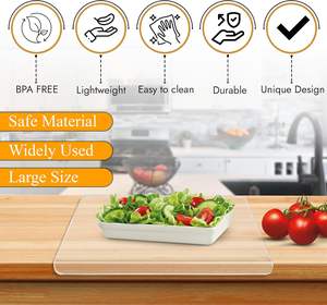 Planche à découper en acrylique épais multifonction transparente de qualité alimentaire, antidérapante, avec rebord pour le comptoir de cuisine, pour hacher - Product Image 2